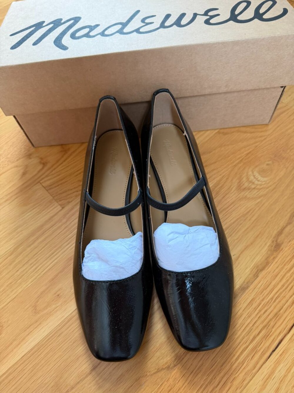 NWT | Madewell SOLD OUT The Greta Pump in Crinkled Patent Leather Black Size 9.5 - Picture 5 of 11